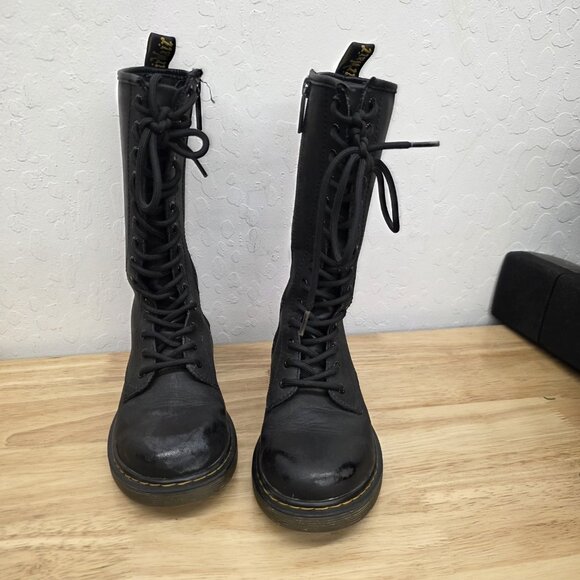 Dr Martens Boots Kids Size 1 1914 Mid Calf Tall Lace Up Zip Up Punk Rock - Picture 3 of 12